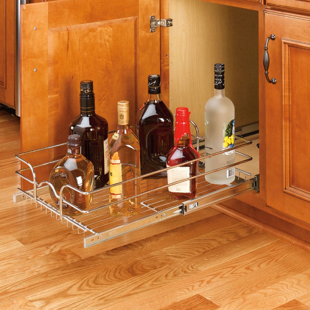 Cabinet Pullout Single and Double Tier Wire Baskets, Rev-a-Shelf