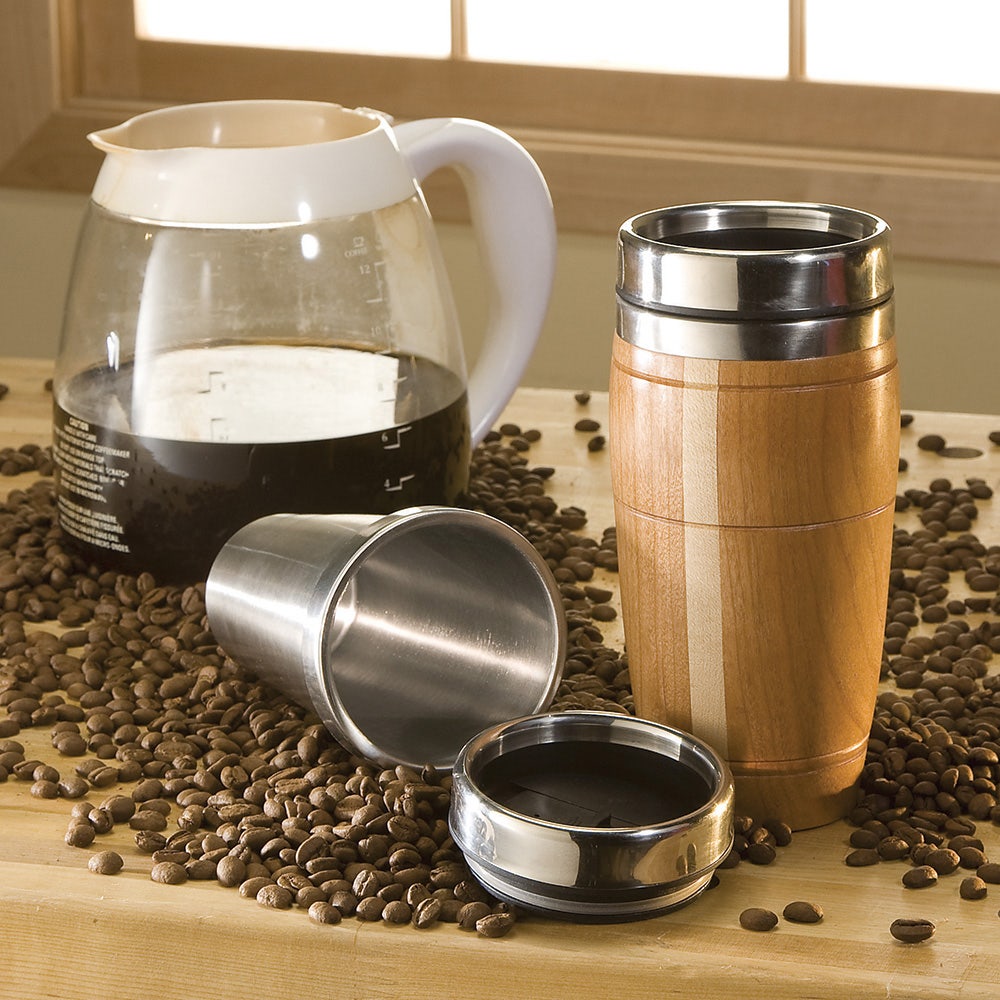 WoodRiver - Ceramic Coffee Mug Turning Kit w/ Ceramic Lid - 12 oz - Black  and Tan