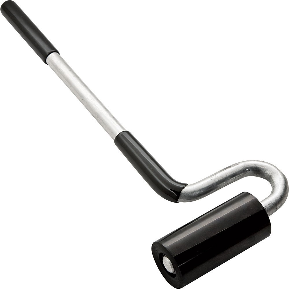 Laminate Veneer J Roller 12 Long Bent Steel Handle, 1.5 Diameter x 3 Long Hard Rubber Roller LR