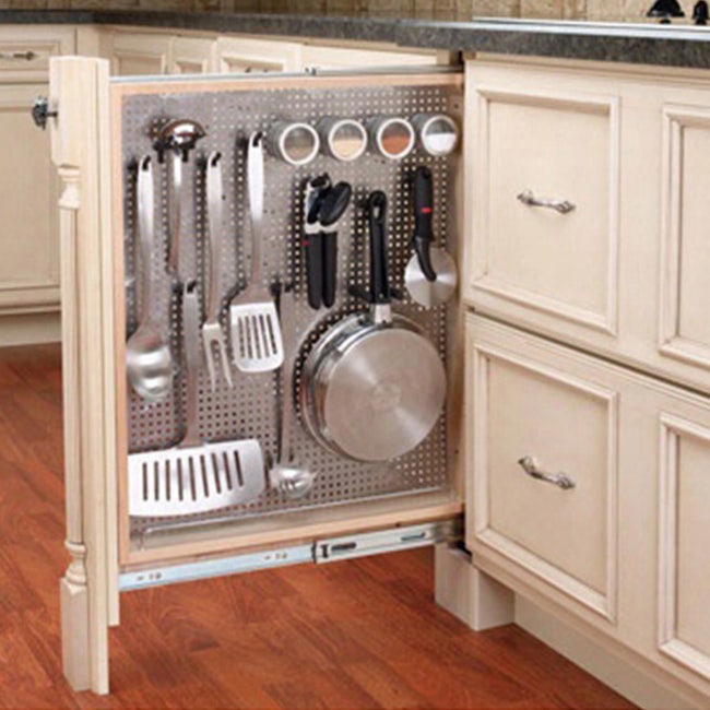 Rev-A-Shelf Filler Pullout Organizer w/Stainless Steel Panel for Base  Cabinets