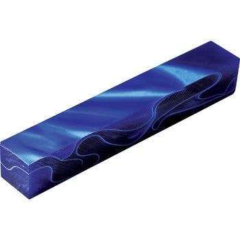 Legacy Acrylic Pen Blank, Royal Blue and Black Swirl with White Lines