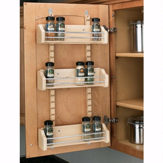 Rev-A-Shelf 21.5 in. H x 10.5 in. W x 3.12 in. D Wood Small Cabinet Door  Mount 3-Shelf Spice Rack 4SR-15 - The Home Depot