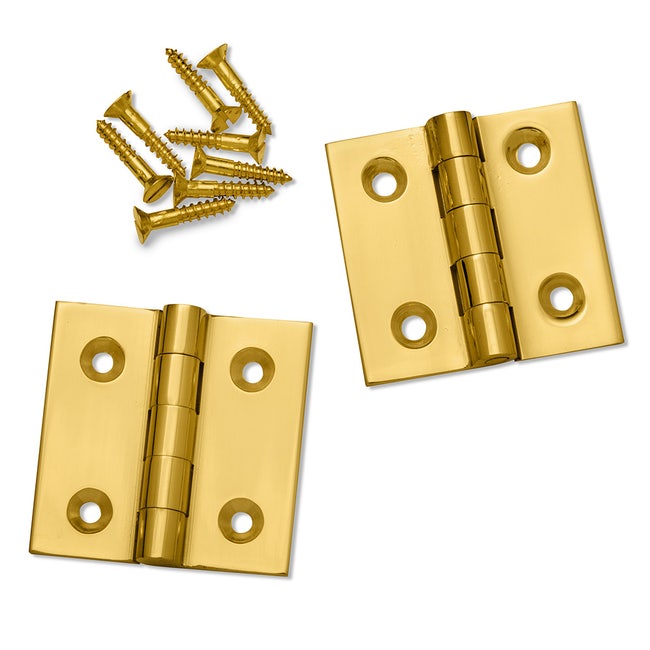 Polished Brass Fixed Pin Extruded Hinges 1-1/2 L x 1-1/2 W