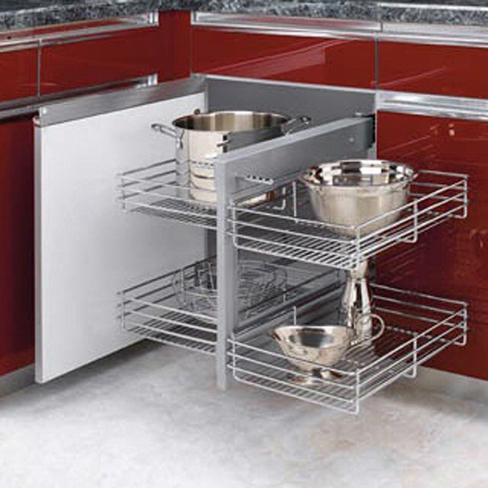 Rev-A-Shelf 15 in. Blind Corner Cabinet Pull-Out Chrome 2-Tier Wire Basket  Organizer with Soft-Close Slides 5PSP-15SC-CR - The Home Depot