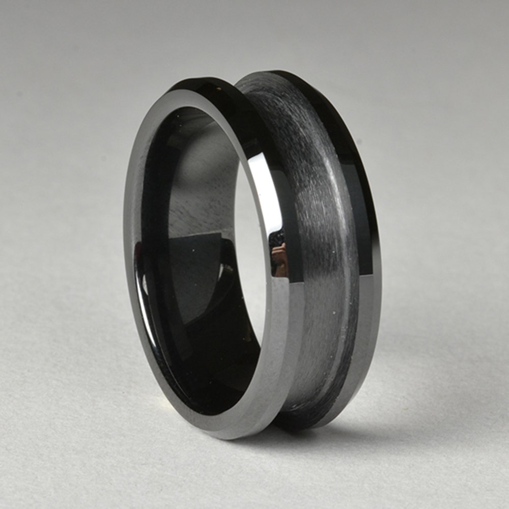 Easy Inlay Comfort Ring Core - Black Ceramic - 8 mm - Size 10.5 by Woodcraft