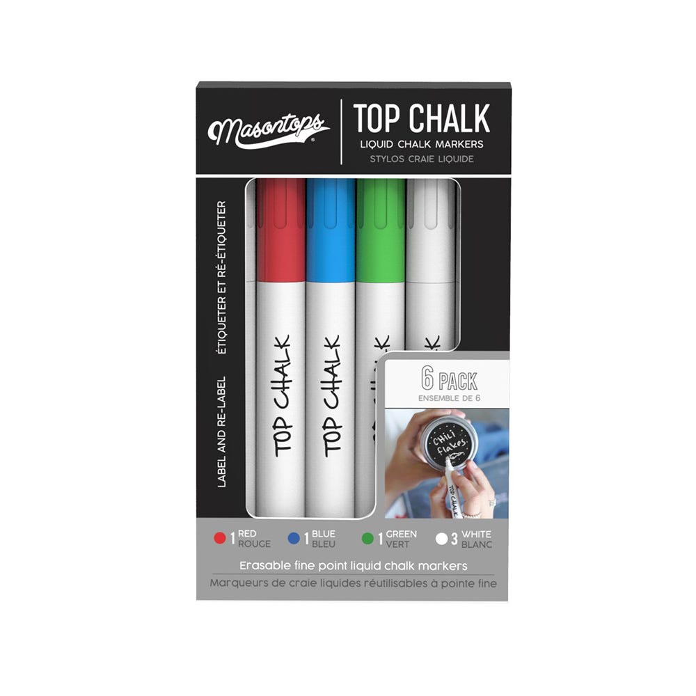 Top Chalk - Liquid Chalk Markers - 6 Pack
