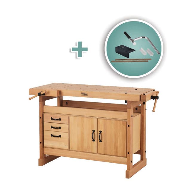 Sjobergs Nordic Pro 1400 Workbench with SM03 Cabinet and Accessory Kit -  Rockler