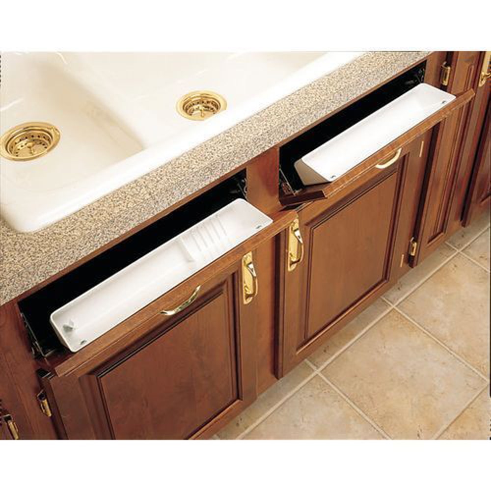 Rev-A-Shelf 11 in. White Polymer LD Tip-Out Accessory Tray