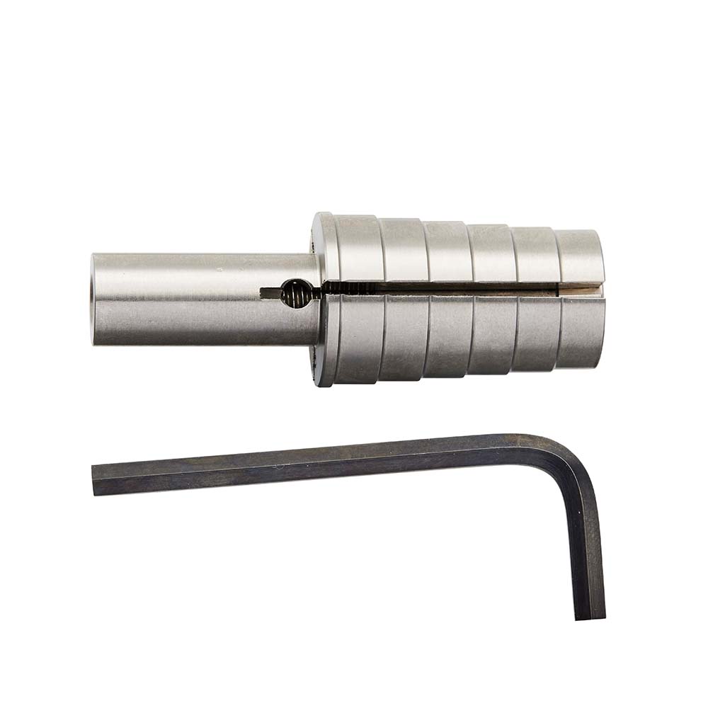Lathe expanding ring mandrel outlet