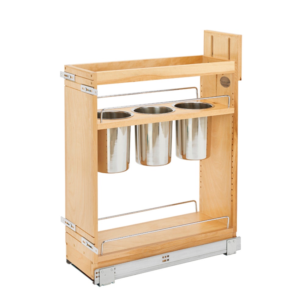 Rev-A-Shelf 8 Inch Width Kitchen Base Cabinet Pull-Out Organizer with Knife  Inserts, Utensil Bins, and BLUMOTION Soft-Close Slides, Natural, Min.  Cabinet Opening: 8-1/2 W x 21-3/4 D x 25-5/8 H 448KB-BCSC-8C