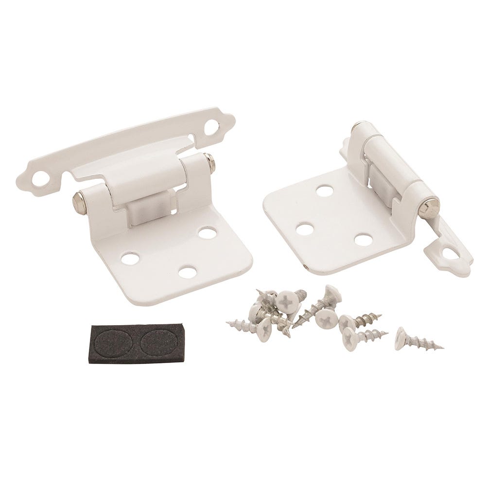 Variable Overlay Self Closing Face Mount Cabinet Hinges 3429 White
