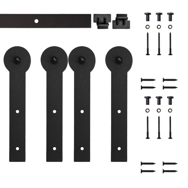 Soft-Close Keyhole Mini Rolling Door Hardware Kit for Furniture, Black ...