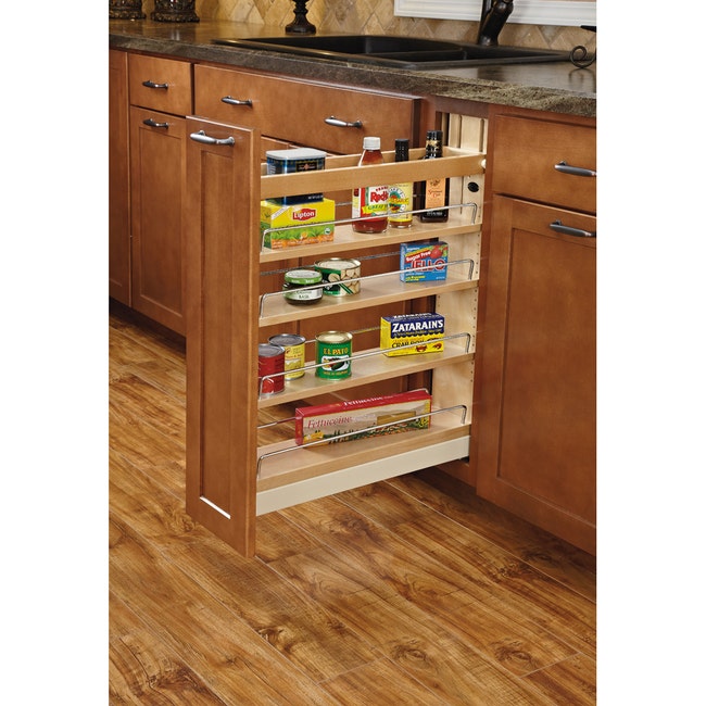 Rev-A-Shelf 8-3/4 Width Wood Kitchen Base Cabinet Pull-Out OXO Storage  Organizer with Blumotion Soft-Close Slides, Natural, Min. Cabinet Opening:  8-1/2 W x 21-3/4 D x 25-5/8 H 448OXO-BCSC-8C