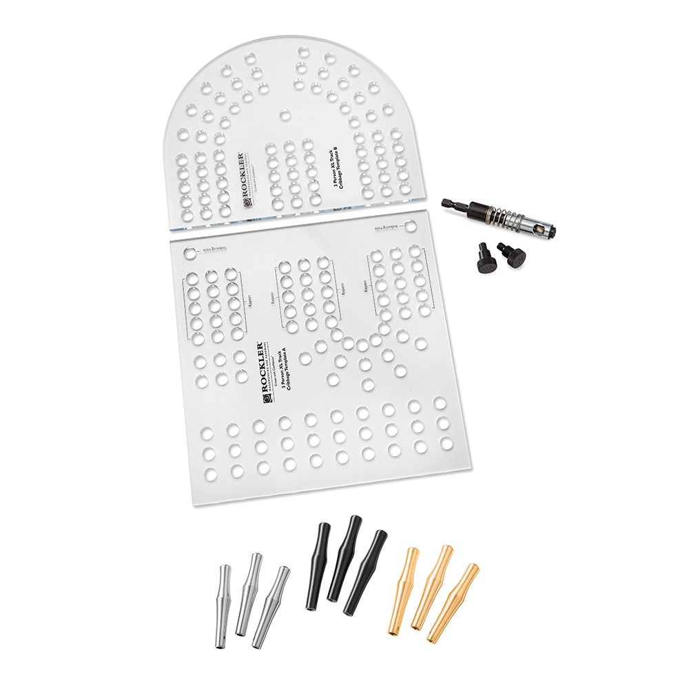 Rockler XL Cribbage Board Templates with Deluxe Pegs, 3Player, Curved