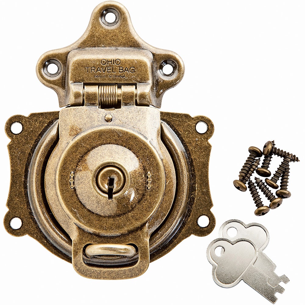 Rockler Antique Brass Plated Spring Trunk Lock