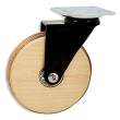 Designer Wooden Caster, Maple with Clear Rings, Black Yoke, Swivel Plate, No Brake