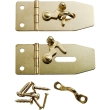 Jewelry Box Hasp w/Swing Latch, Brass, Pair