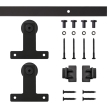 5' Front Mount Mini Rolling Door Hardware Kit for Furniture, Black