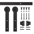 5' Keyhole Mini Rolling Door Hardware Kit for Furniture, Black