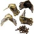 Antique Brass Plated Center Corner Trunk Hardware, Set of 4