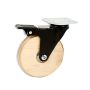 Designer Wooden Caster, Maple with Clear Rings, Black Yoke, Swivel Plate, with Brake