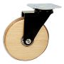 Designer Wooden Caster, Maple with Clear Rings, Black Yoke, Swivel Plate, No Brake