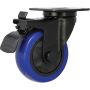 4'' Black & Blue TPU Swivel Caster with Total Lock Brake