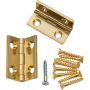 Brusso Solid Brass 1-1/4" L x 5/8" W Small Box Stop Hinges