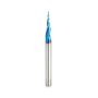 Amana Tool Solid Carbide Spektra 3-Flute Up-Cut Spiral CNC Carving Router Bit, 6.2&deg; Tapered Angle Ball Tip x 1/32'' Dia. x 1/64'' Radius x 1'' Cutting Height x 1/4'' Shank x 3'' Long