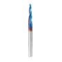 Amana Tool Solid Carbide Spektra 3-Flute Up-Cut Spiral CNC Carving Router Bit, 3.6&deg; Tapered Angle Ball Tip 1/8'' Dia. x 1/16'' Radius x 1'' Cutting Height x 1/4'' Shank x 3'' Long