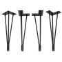 16'' I-Semble 3-Rod Hairpin Table Legs w/Adjustable Feet, 4-Pack, Black