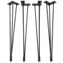28'' I-Semble 3-Rod Hairpin Table Legs w/Adjustable Feet, 4-Pack, Black