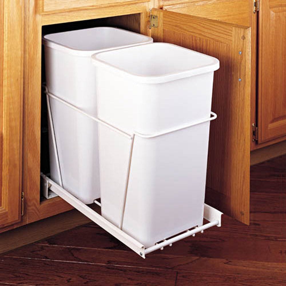 29L 7.6 Gal Under Counter Pull Out Waste Dual Container Trash Bin With Frame 