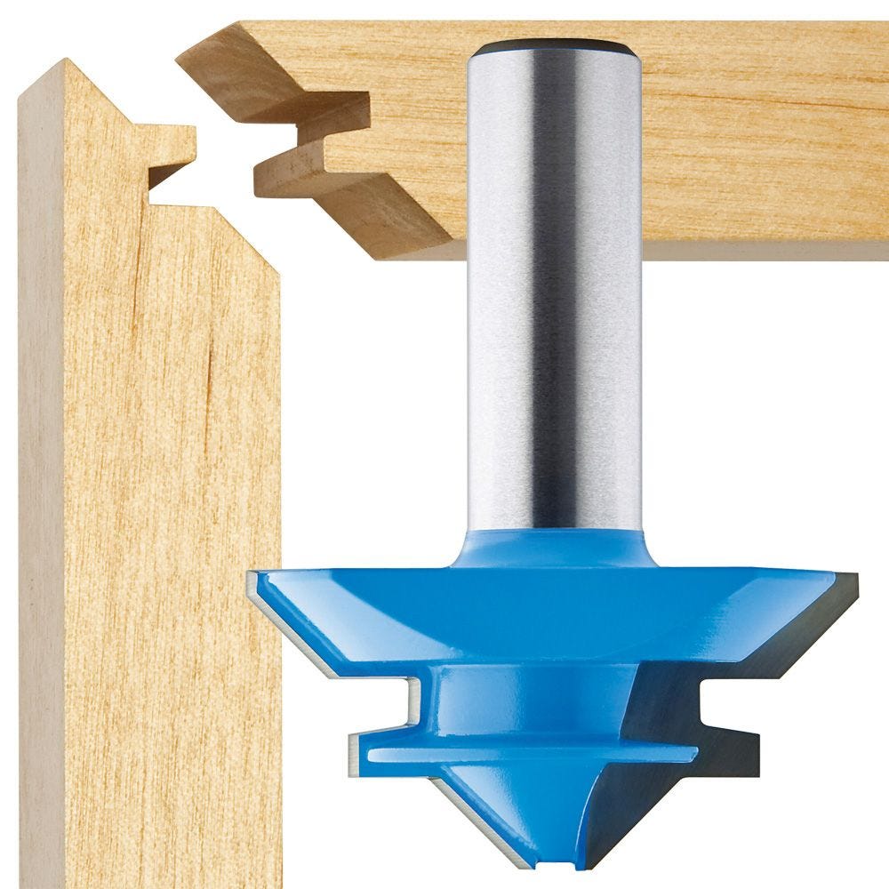 3x 1/2" Shank Lock Miter Glue Joint Router Bit 45 Degree Woodwork Cutter Set 