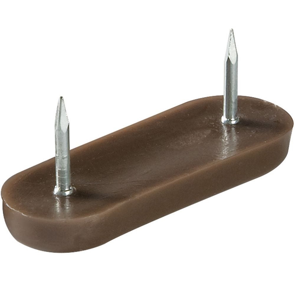 24 Double Nail Glides Furniture Leg Base Bumper Long Feet Plastic Brown NC 
