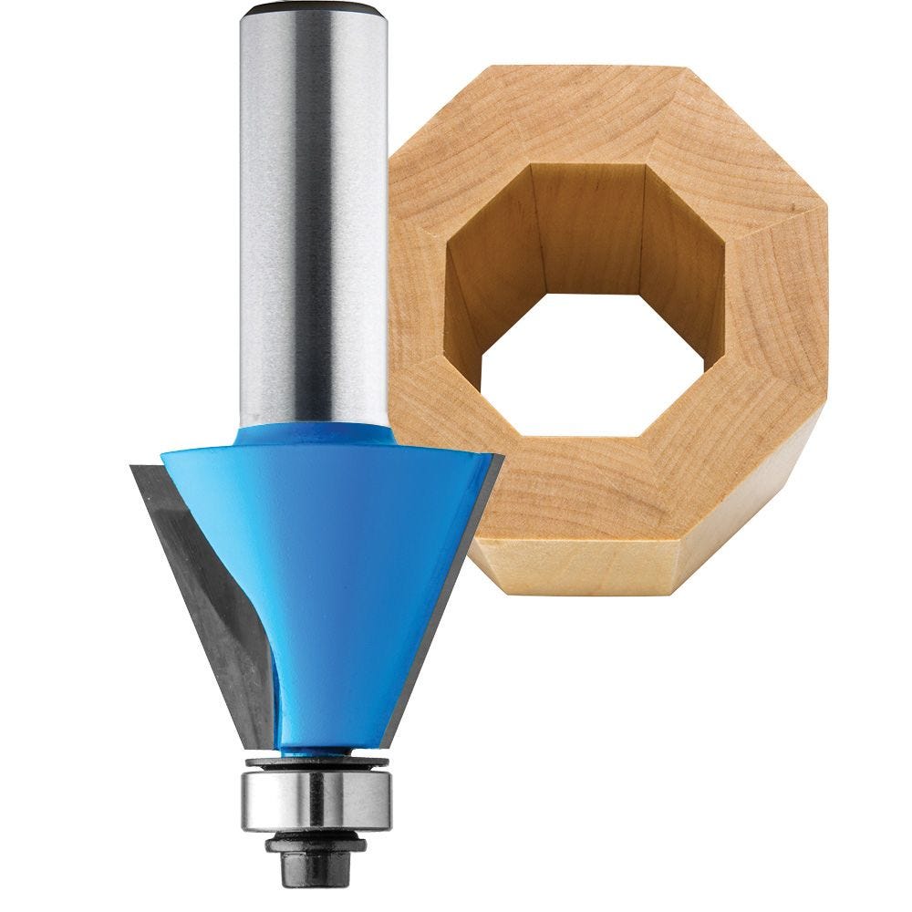 Eyech 3pc 1/4 Shank Chamfer Router Bits Chamfer & Bevel Edge Forming Router Bit with Bearing Guide Woodworking Cutting Tool 15 22.5 30 Degree Degree Cutting Angle 