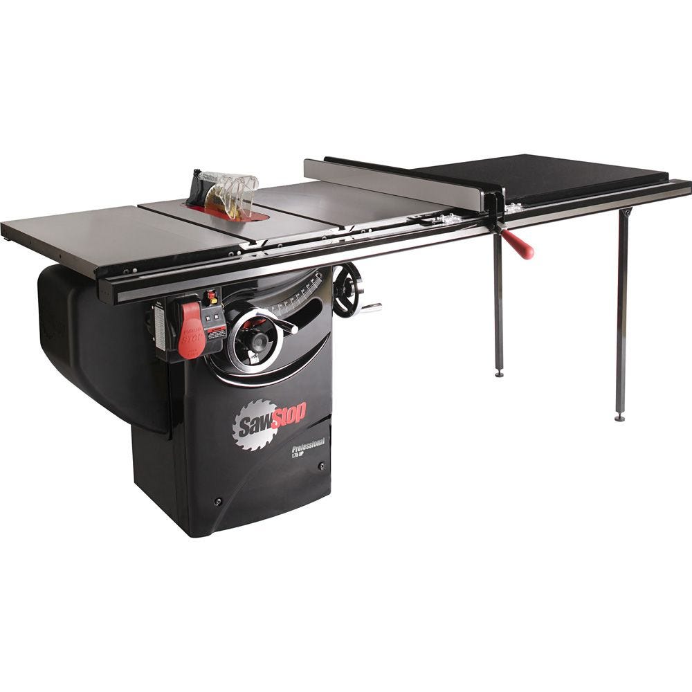 Sawstop 1 75 Hp Professional Table Saw W 52 Fence Rails And Extension Table Pcs175 Tgp252 Rockler Woodworking And Hardware