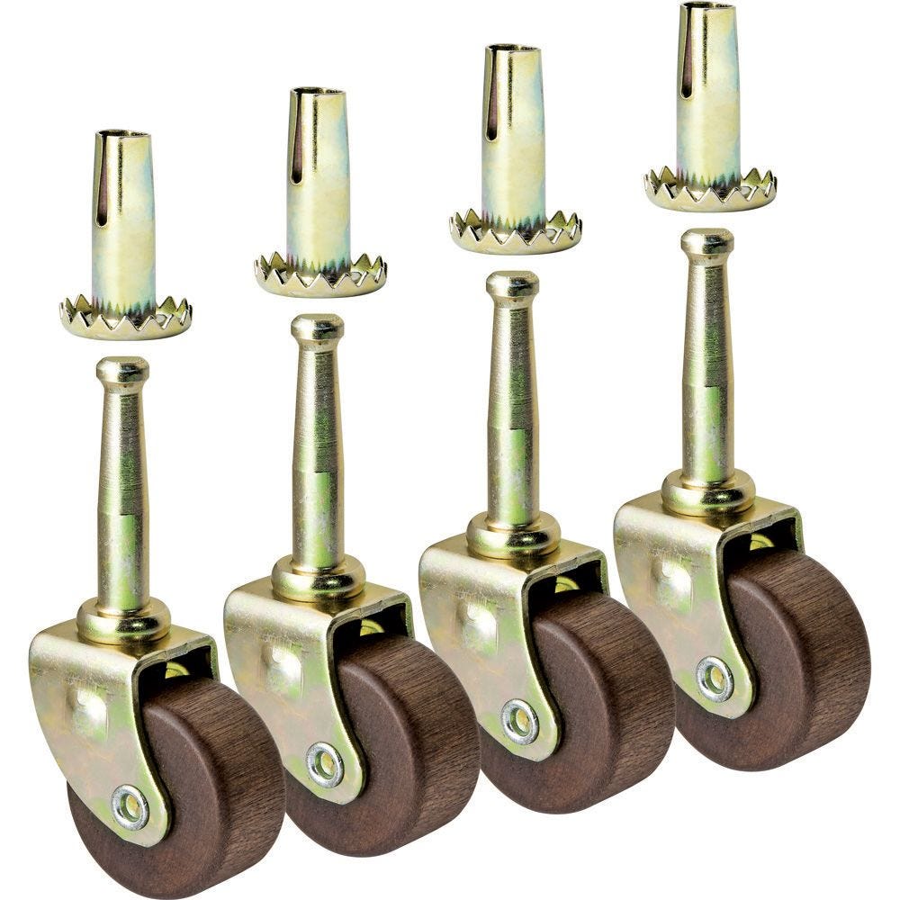 Details about   Antique Brass Stem Rubber Wheel Heavy Furniture Caster Wheels For Butcher Modern 