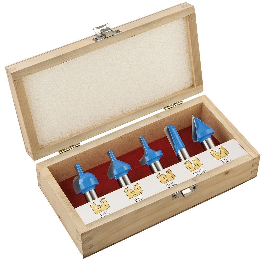 NEW Freud 90-150 5 piece Up Spiral ROUTER Bit Set WITH WOODEN CASE SALE 
