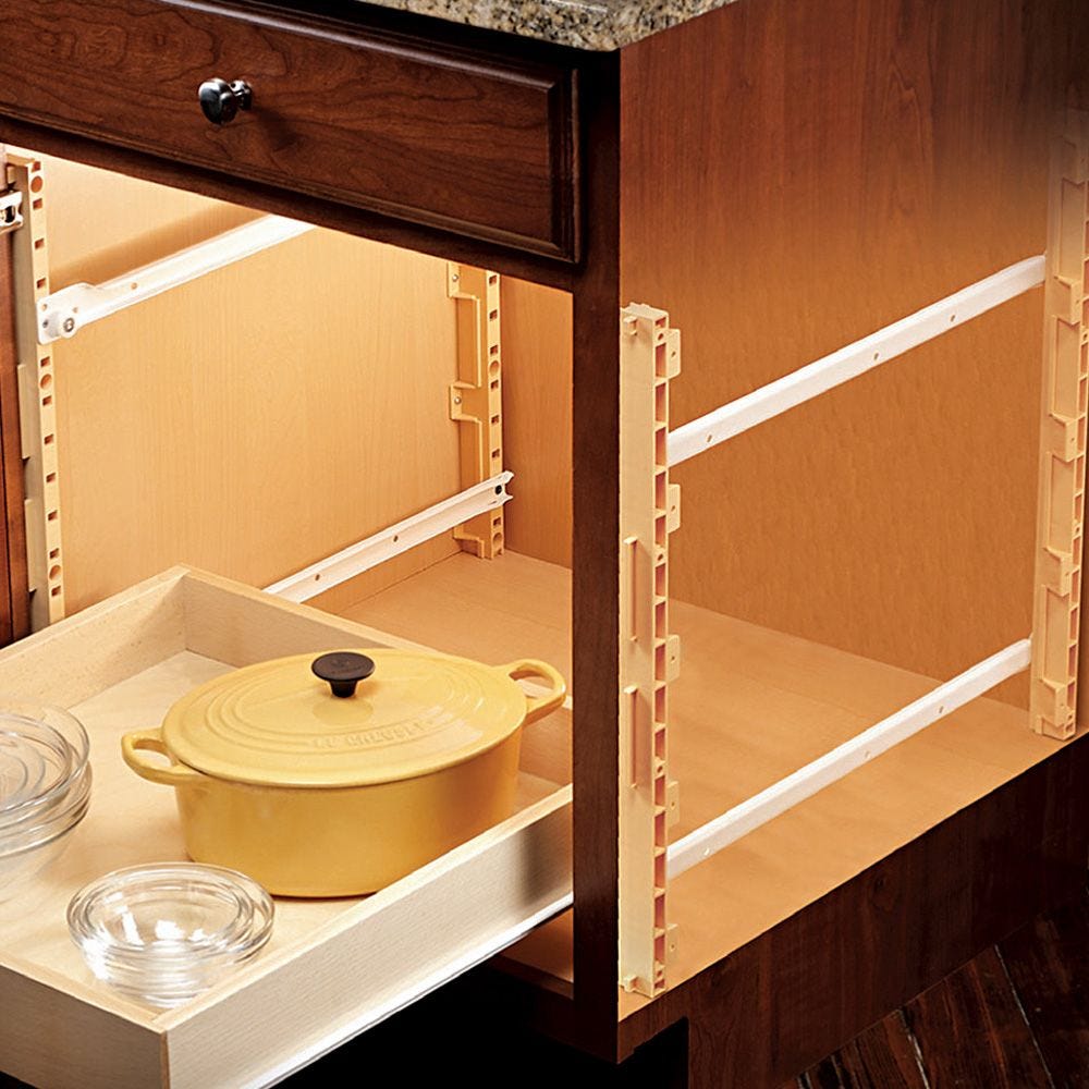 1 4 Quiktray Rollout Shelf Systems, Adjustable Sliding Cabinet Shelves