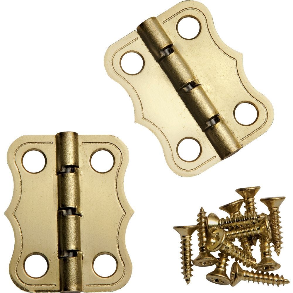 Hinges brass finish 20 x 12 mm 2 pairs decorative 