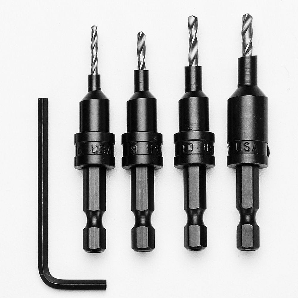 1/4 Hex Shank Taper Drill Bits #6 #8 #10 #12 Woodworking drill countersunk kit 