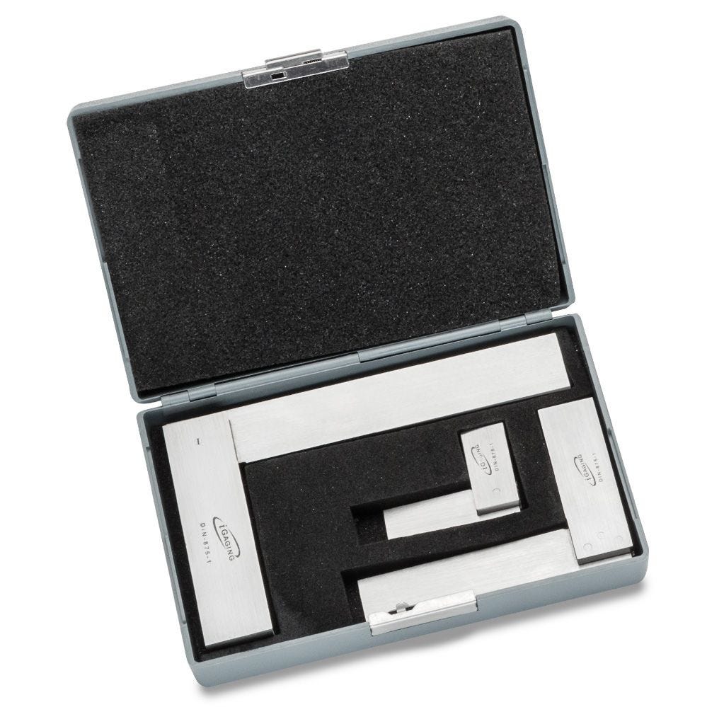 2 4 /& 6 Inch Engineers Square Set 4pc Squares In Wooden Case 3 Try Square