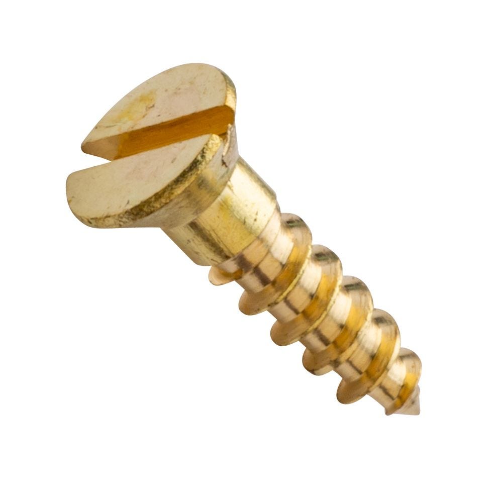 4-22 X 1/4 Slotted Flat Wood Screw Brass Package Qty 100 