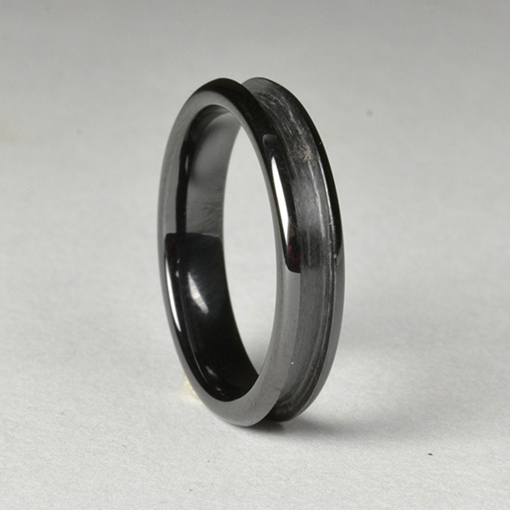 4mm Black Ceramic Ring Blank  Core with 2mm channel suitable for ring inlays