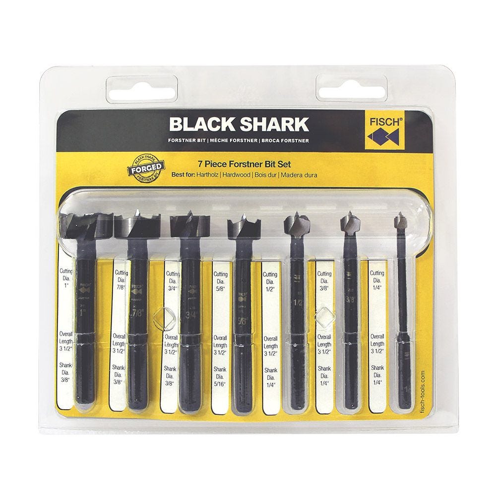 Fisch 7-Piece Black Shark Forstner Bit Set, Imperial - opens a modal dialog