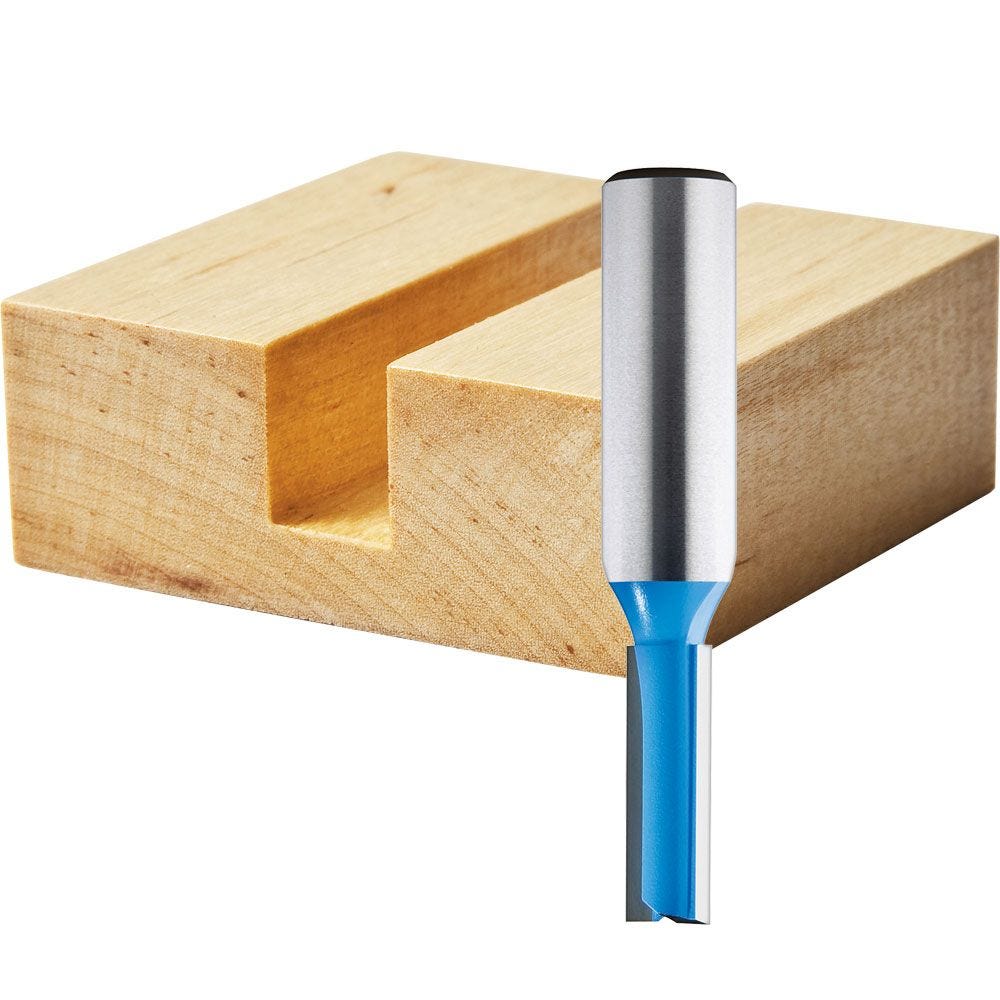 Aexit 2 Pcs Special Tool Silver Tone Blue 1/4 x 1/4 Double Flutes Straight Router Bit for Carpenter Model:98as554qo511 