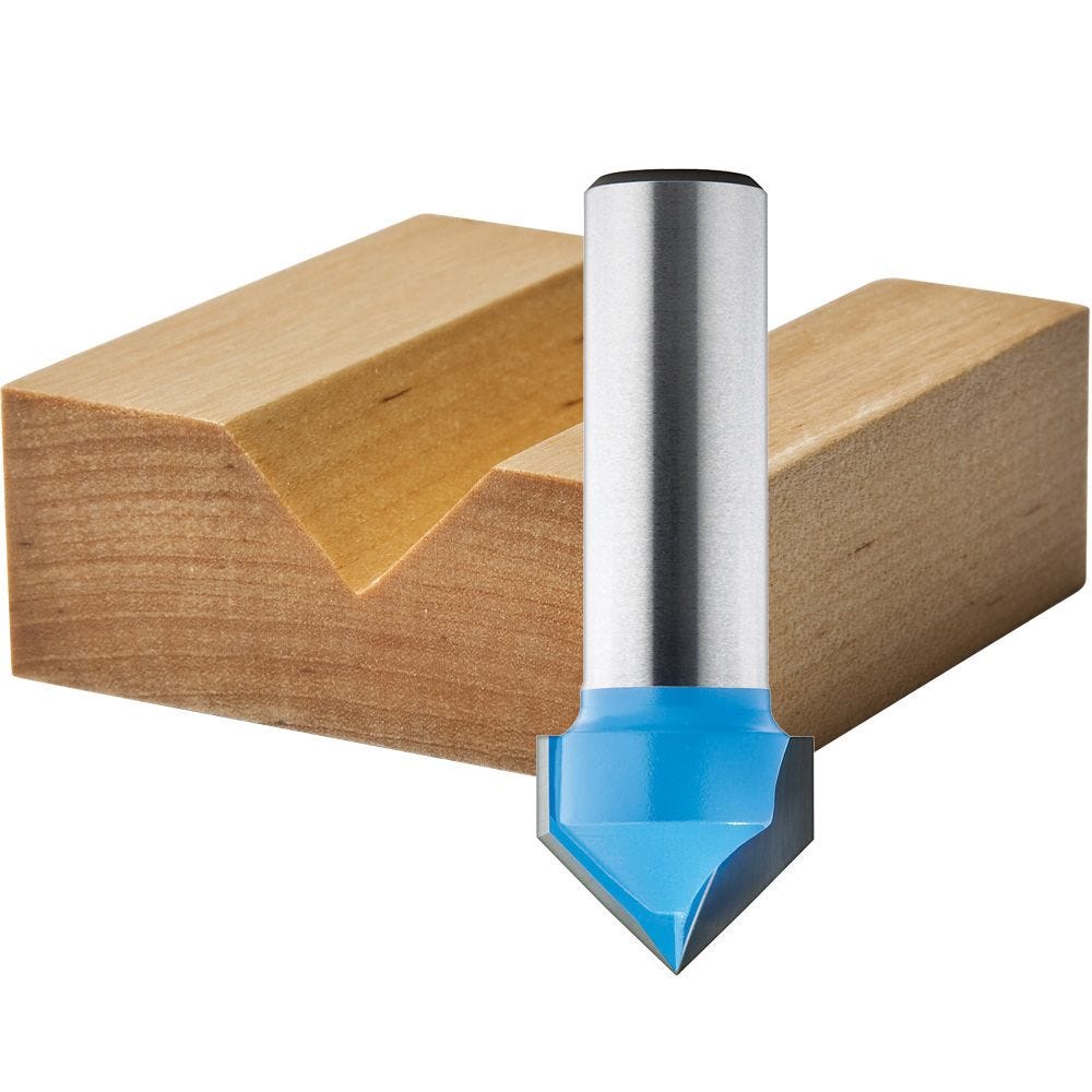 CARB-I-TOOL CARBITOOL T 128 90 DEGREE x ¼” TCT VEE GROOVE CUTTER ROUTER BIT 
