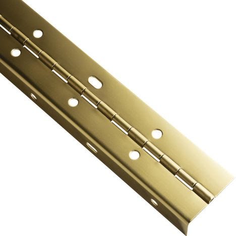 6 x Piano Hinges Brass Plated Steel 450mm x 32mm 18 inch x 1.25 inch