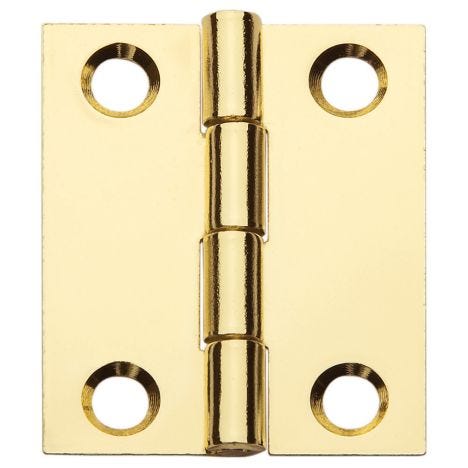 Flat Butt Hinge Brass Plated Steel 1-1/2" x 1-1/4" 
